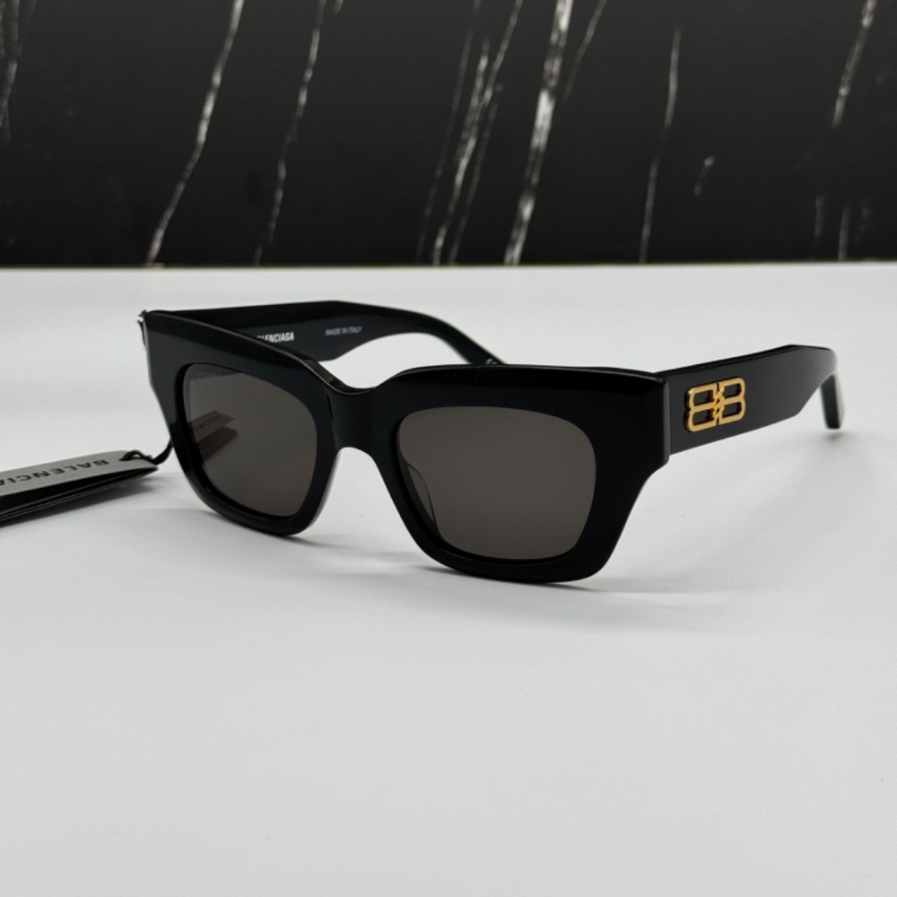 NEW BB0234S 001 BALENCIAGA SQUARE BLACK WOMEN SUNGLASSES - Picture 5 of 12